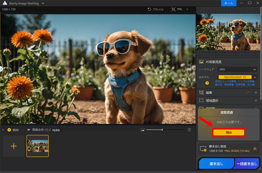 Aiarty Image Matting�ŉ摜�E�ʐ^�̔w�i�𓧖�������菇�X�e�b�v3