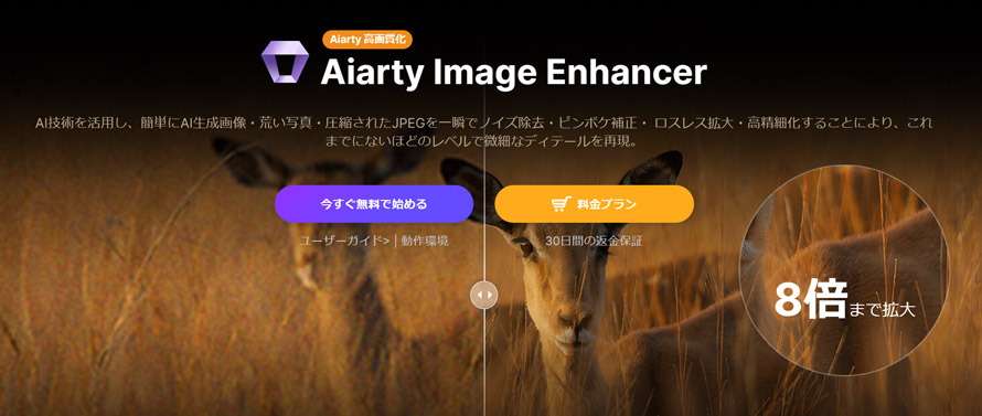 低解像度の画像を高解像度に変換するソフト:Aiarty Image Enhancer