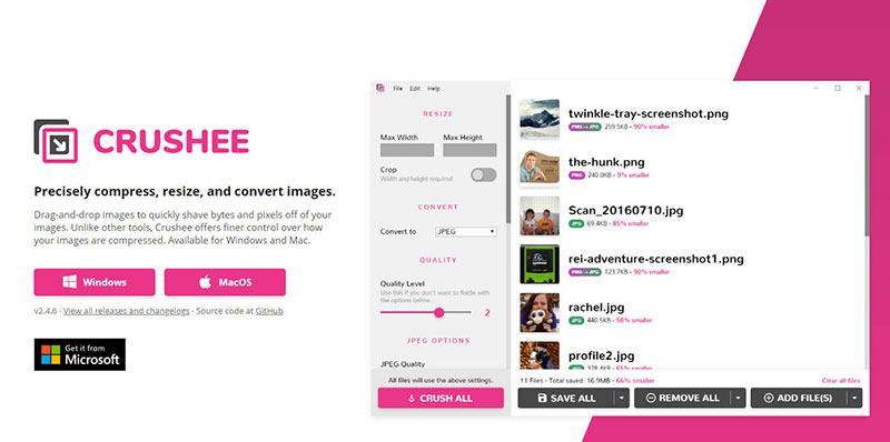 AVIF JPG変換フリーソフトA、Crushee