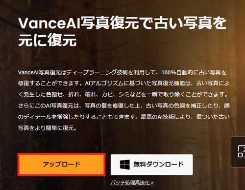 色褪せた写真復元サイト:VanceAI
