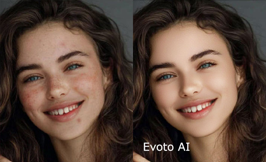 Evoto AI�Ől���ʐ^�̂����݂�␳����i�␳�O/�␳��j