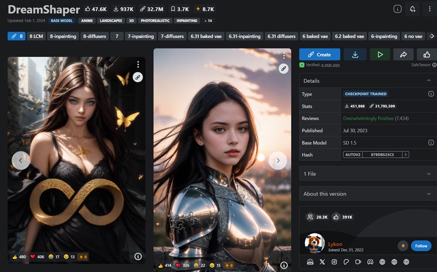 Stable Diffusionのモデル@ DreamShaper