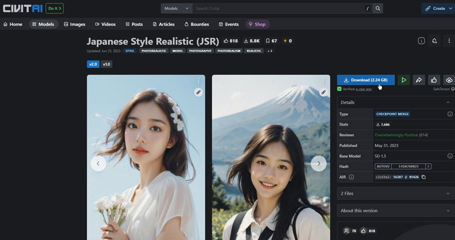 Stable DiffusionŃAȓ{l𐶐̂ɂ߂̃fFJapanese Style Realistic