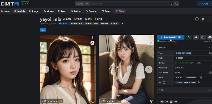 Stable DiffusionŃAȓ{l𐶐̂ɂ߂̃fFyayoi_mix