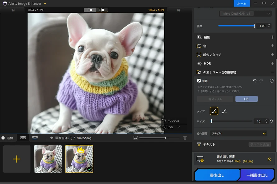 Aiarty Image Enhance�Ŏʐ^�̊G�����������菇STEP2-3