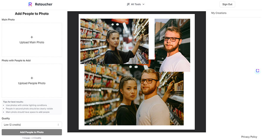 �l�Ɛl�̎ʐ^�����T�C�g�FRetoucher