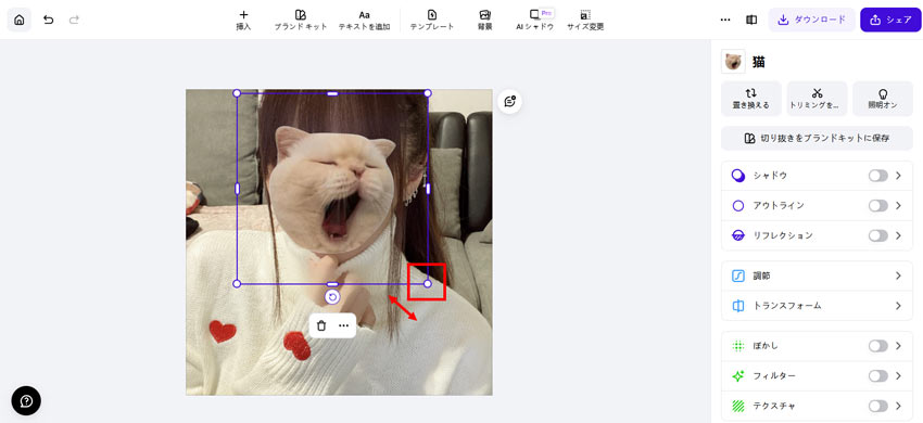 オンラインサイトで背景透過の顔隠し素材を作る