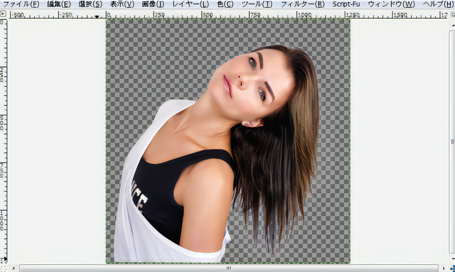 髪の毛素材の背景透過ソフト:GIMP