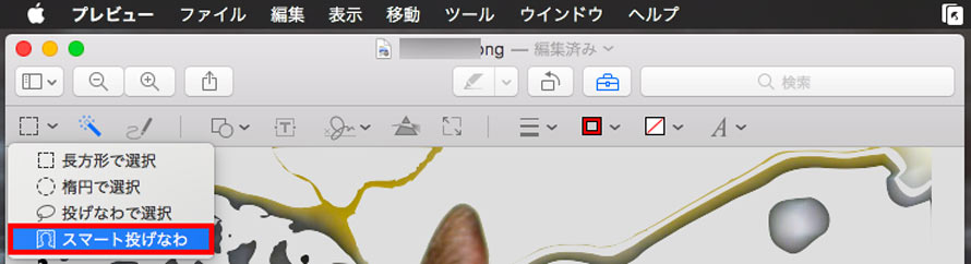 「スマート投げなわ」を使って背景透過を行う手順