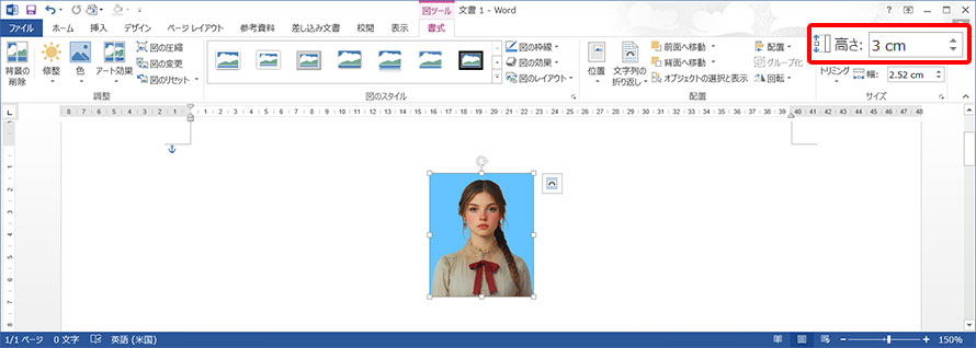 WordŎʐ^ؖʐ^̃TCYɂ菇C