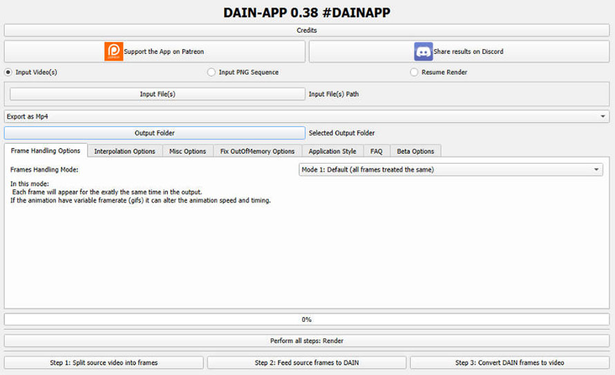 フレーム補間で動画を60fps化:Dain-App