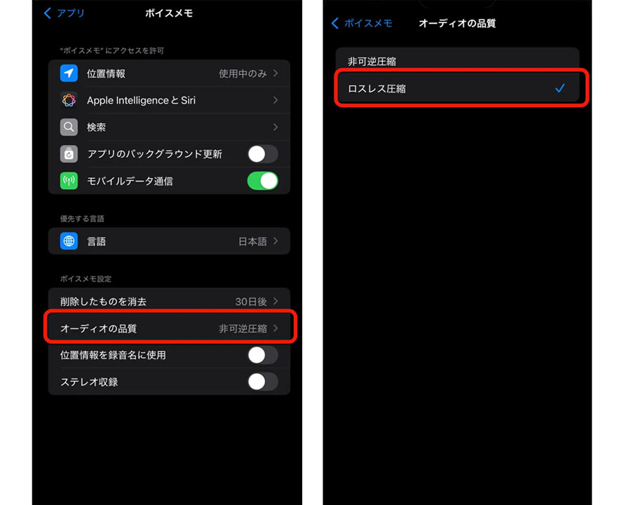 �{�C�X�����̉������u���X���X���k�v�ɐݒ�