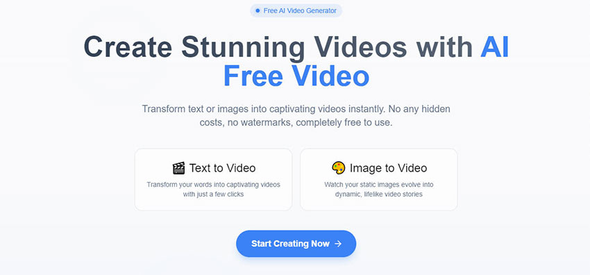 無料のAI動画生成サイトNO.5:AI Free Video