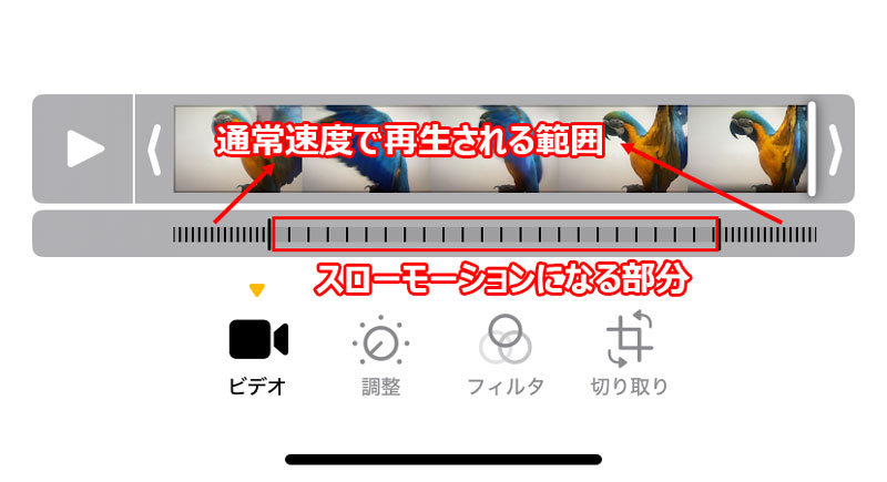 「写真」でiPhone動画をスロー再生する手順3